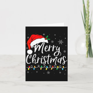 Merry Christmas Lights Santa Hat Xmas Family Match Card