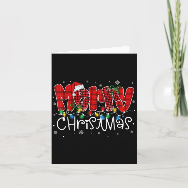 Merry Christmas Lights Santa Hat Xmas Family Match Card (Front)