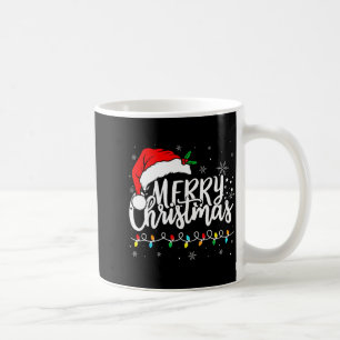 Merry Christmas Lights Santa Hat Xmas Family Match Coffee Mug