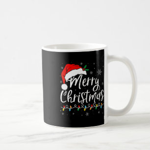 Merry Christmas Lights Santa Hat Xmas Family Match Coffee Mug