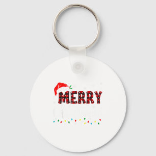 Merry Christmas Lights Santa Hat Xmas Family Match Key Ring
