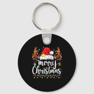 Merry Christmas Lights Santa Hat Xmas Family Match Key Ring