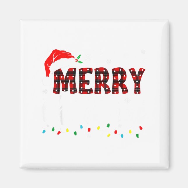 Merry Christmas Lights Santa Hat Xmas Family Match Magnet (Front)