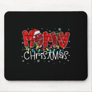 Merry Christmas Lights Santa Hat Xmas Family Match Mouse Mat