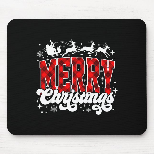 Merry Christmas Lights Santa Hat Xmas Family Match Mouse Mat (Front)