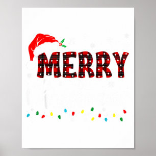 Merry Christmas Lights Santa Hat Xmas Family Match Poster