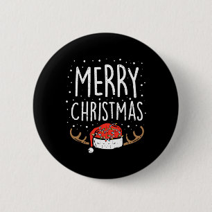 Merry Christmas Lights Santa Hat Xmas Family Men W 6 Cm Round Badge