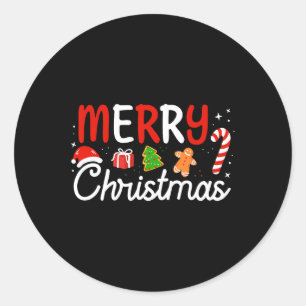 Merry Christmas Lights Santa Hat Xmas Family Men W Classic Round Sticker