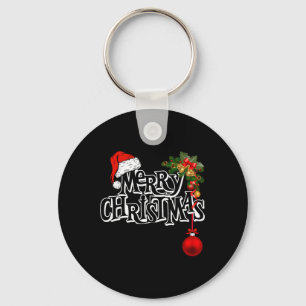 Merry Christmas Lights Santa Hat Xmas Family Men W Key Ring