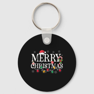 Merry Christmas Lights Santa Hat Xmas Family Men W Key Ring