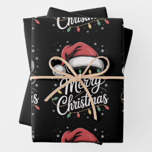 Merry Christmas Lights Santa Hat Xmas Family Wrapping Paper Sheet