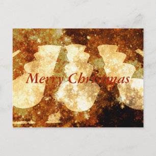 Merry Christmas Lights Starry Night Brown Gold Holiday Postcard