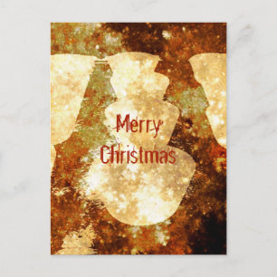 Merry Christmas Lights Starry Night Brown Gold Holiday Postcard