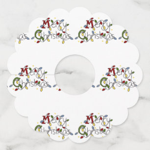 Merry Christmas Lights Wine Glass Tag