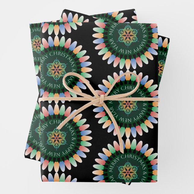 Merry Christmas Lights Wrapping Paper (In situ)