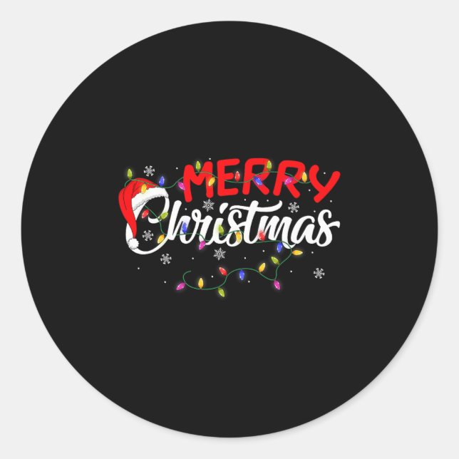 Merry Christmas Lights Xmas Family Funny Christmas Classic Round Sticker (Front)