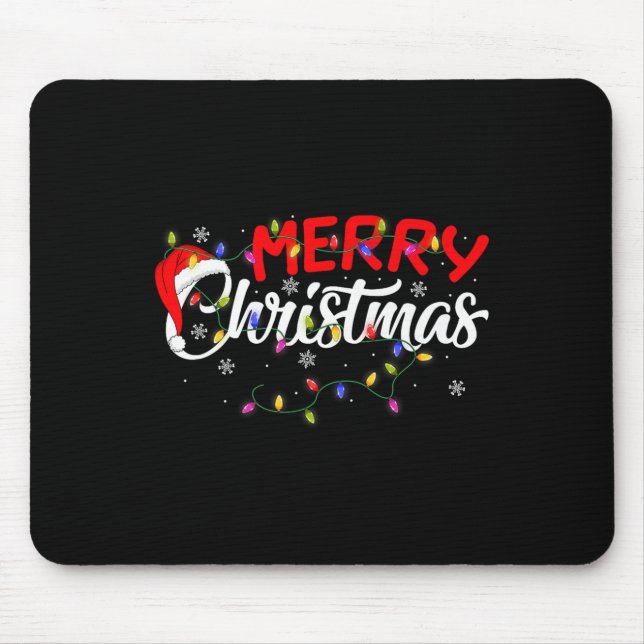 Merry Christmas Lights Xmas Family Funny Christmas Mouse Mat (Front)