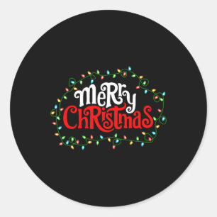 Merry Christmas Lights Xmas Family Men Women Kids Classic Round Sticker