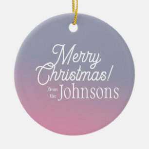Merry Christmas Lilac Pink Ombre Ceramic Tree Decoration