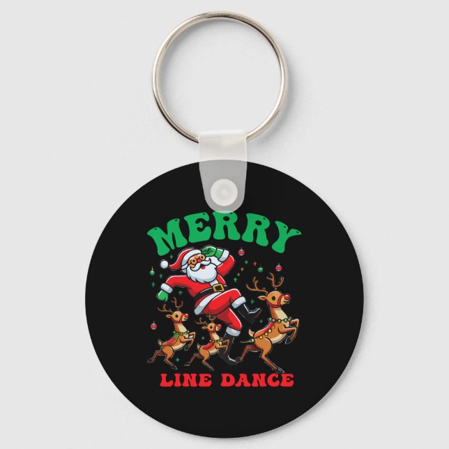 Merry Christmas Line Dance Line Dancing Santa And  Key Ring (Front)