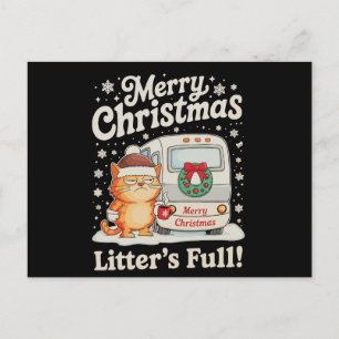 Merry Christmas Litter’s Full Cat Xmas Holiday Postcard