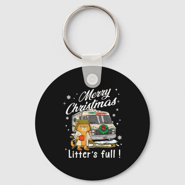 Merry Christmas Litter’s Full Funny Cat Lover Sarc Key Ring (Front)