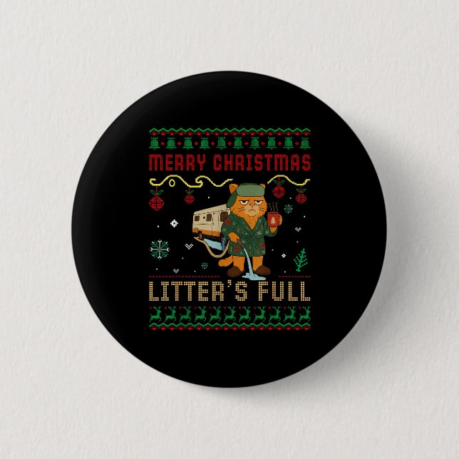 Merry Christmas Litter’s Full Funny Cat Xmas Ugly  6 Cm Round Badge (Front)
