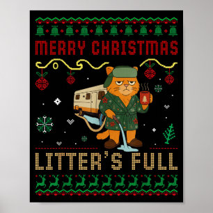 Merry Christmas Litter’s Full Funny Cat Xmas Ugly Poster
