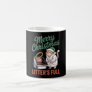 Merry Christmas Litters Full Cat Litter Box Xmas Coffee Mug