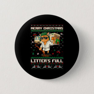 Merry Christmas Litter's Full Funny Cat Ugly Xmas  6 Cm Round Badge