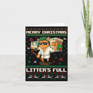 Merry Christmas Litter's Full Funny Cat Ugly Xmas Card