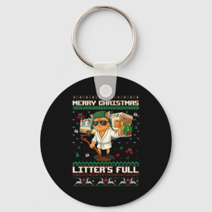Merry Christmas Litter's Full Funny Cat Ugly Xmas Key Ring