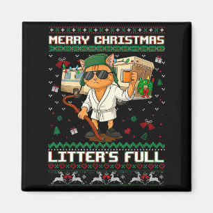 Merry Christmas Litter's Full Funny Cat Ugly Xmas Magnet