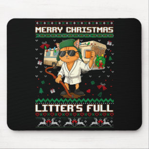 Merry Christmas Litter's Full Funny Cat Ugly Xmas Mouse Mat