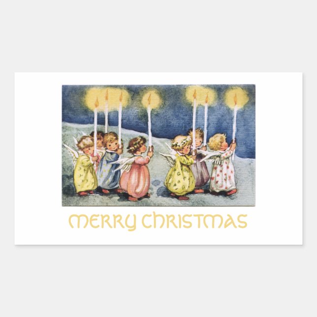 Merry Christmas Little Angels Rectangular Sticker (Front)