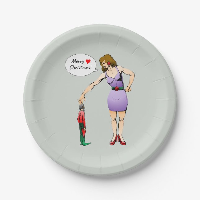 Merry Christmas Little Elf Paper Plate (Front)