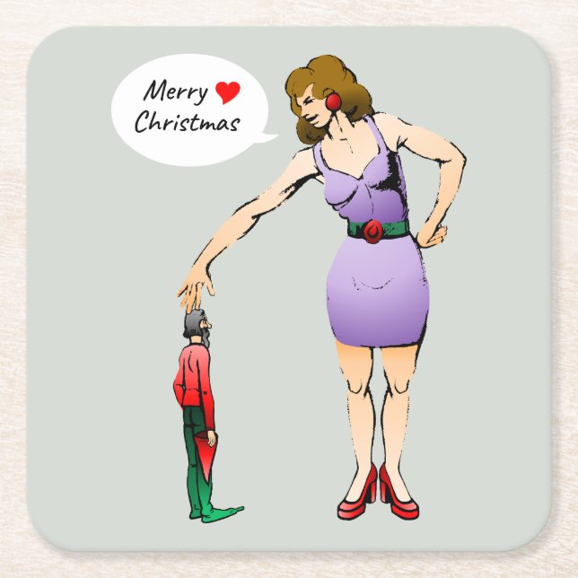 Merry Christmas Little Elf  Square Paper Coaster (Front)
