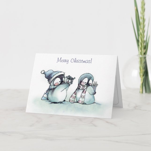 Merry Christmas - Little Penguins Holiday Card (Front)