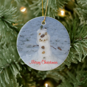 Merry Christmas Little Snowman Ornament CUSTOMIZE