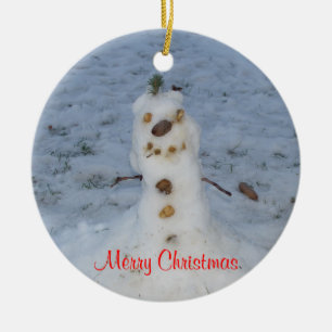 Merry Christmas Little Snowman Year Ceramic Tree Decoration