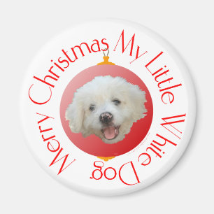 Merry Christmas Little White Dog Magnet