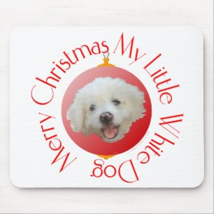 Merry Christmas Little White Dog Mouse Mat