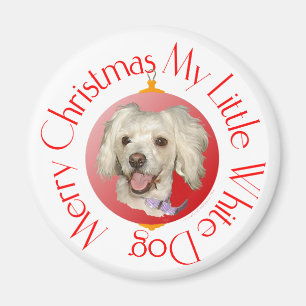 Merry Christmas Little White Dog Poodle / Bichon Magnet