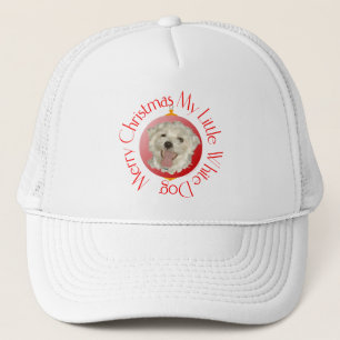 Merry Christmas Little White Dog Trucker Hat