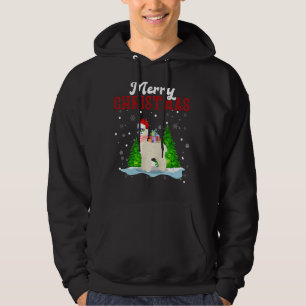 Merry Christmas Llama Santa Hat Tree Lights Llama Hoodie