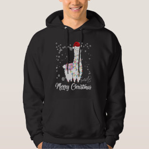 Merry Christmas Llama Santa Hat Xmas Holiday Alpac Hoodie