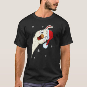 Merry Christmas Llama With Santa Hat Snow Xmas Lla T-Shirt