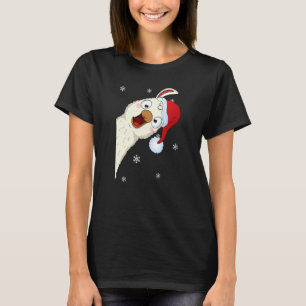 Merry Christmas Llama With Santa Hat Snow Xmas Lla T-Shirt