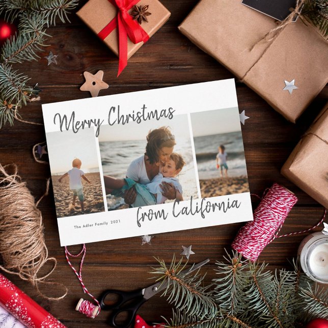 Merry Christmas location photo collage Card (Creator Uploaded)