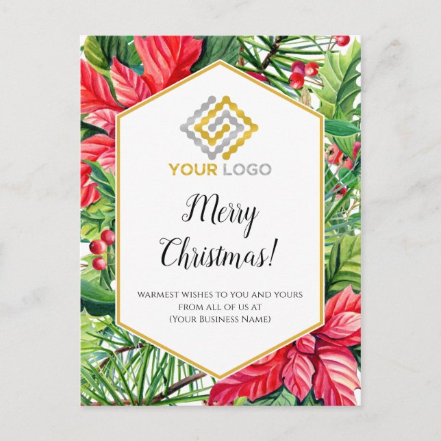Merry Christmas Logo Business Postcard (Front)